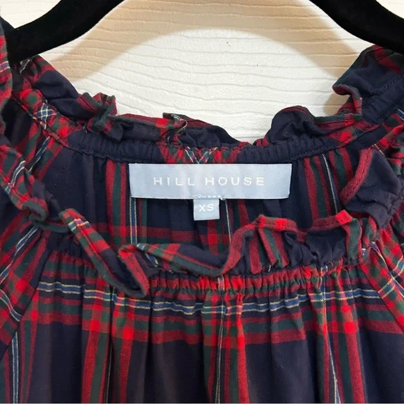 Hill House The Katherine Nap Dress Navy Red Tartan Plaid Ruffle Mini - XS - Picture 3 of 4